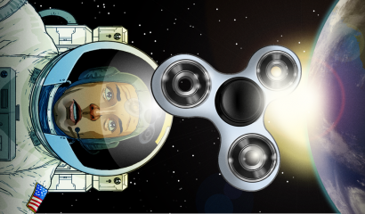 ¿Cómo gira un spinner en el espacio sin gravedad?