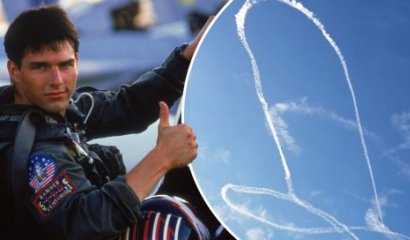 Piloto de Estados Unidos dibuja un gran nepe en el cielo con un avion caza