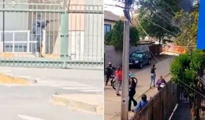 Delincuentes con fusiles, autos quemados y terror: graban violento asalto en banco de Quilicura