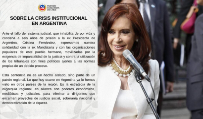 Partido Comunista de Chile solidarizó con Cristina Fernández tras fallo en su contra